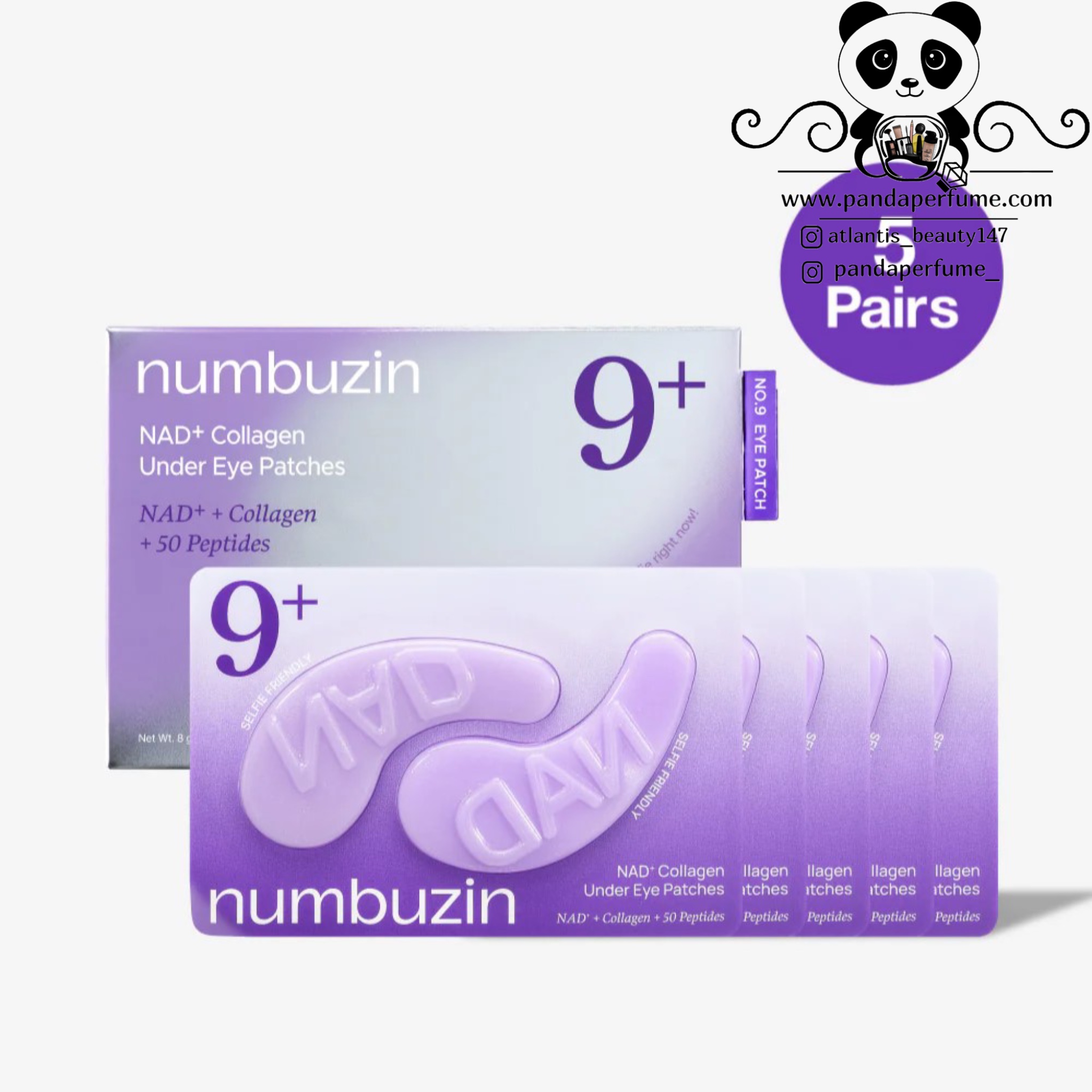 پچ زیر چشم نامبوزین 9+ پک کامل و تکی |  Numbuzin Collagen NAD+ Eye Patches