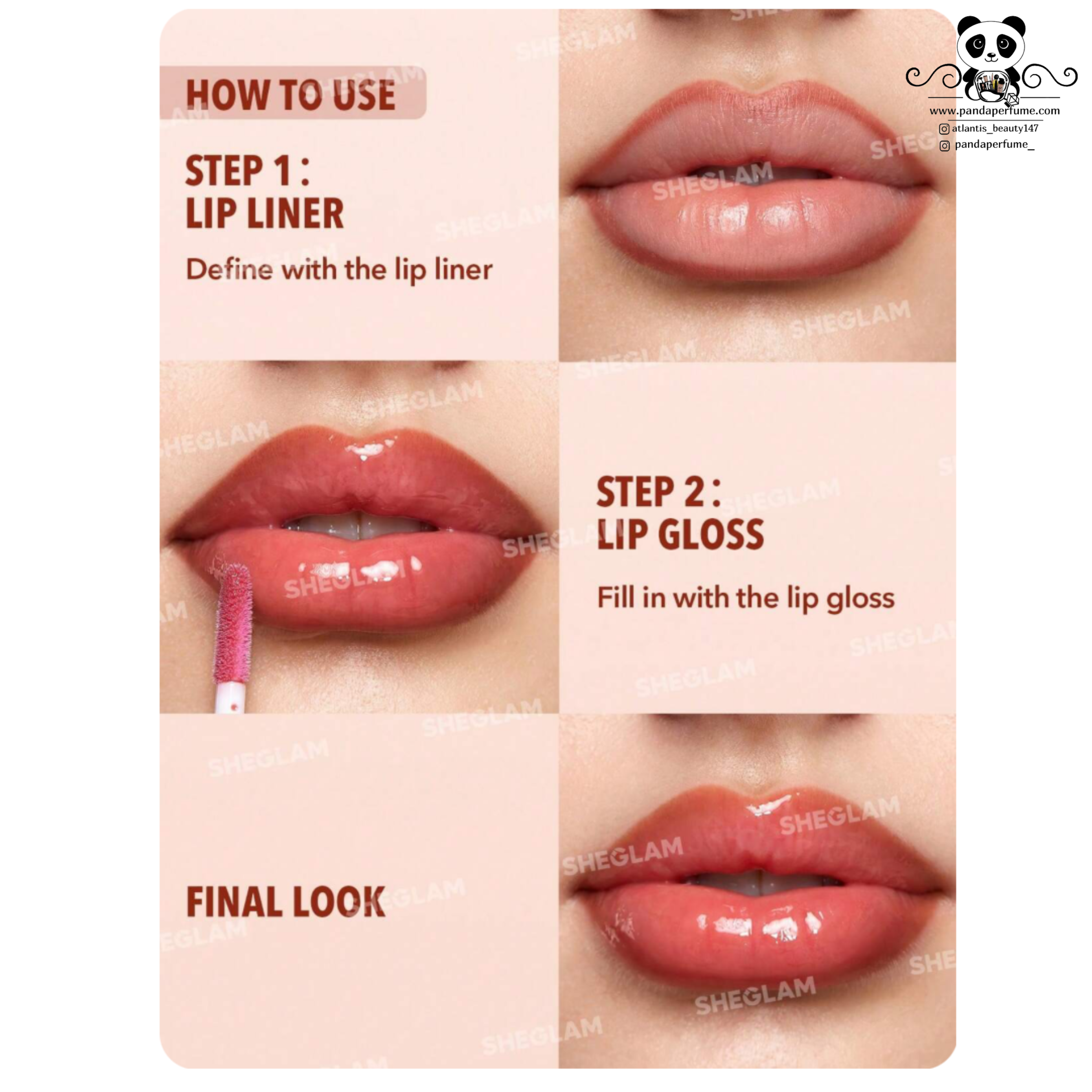 خط لب و لیپ گلاس دوطرفه شیگلم  |  Sheglam