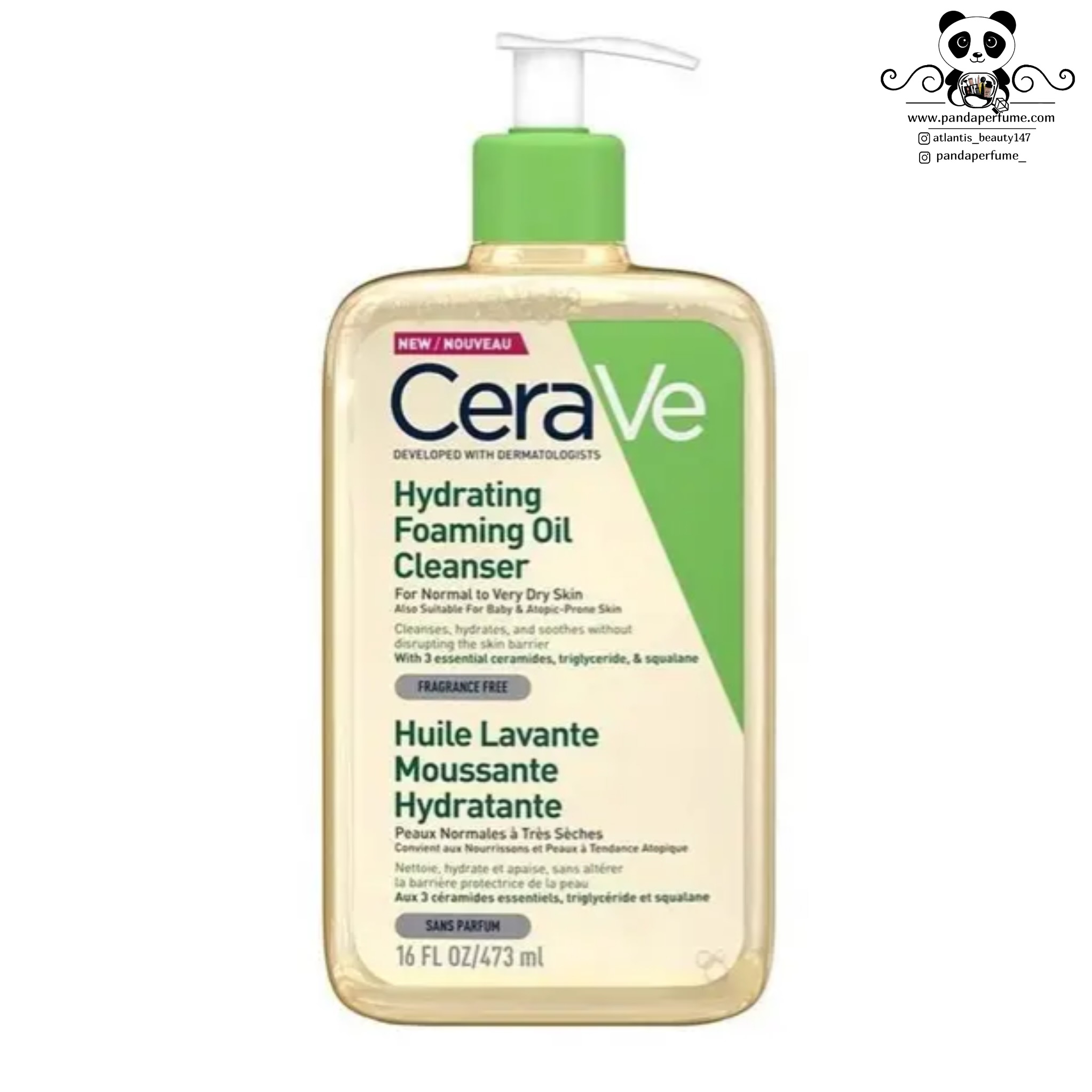 فوم شستشوی روغنی سراوی Cerave حاوی آبرسان پوست خشک و خیلی خشک سایز بزرگ ۴۷۳ میل |  CeraVe Hydrating Foaming Oil Cleanser